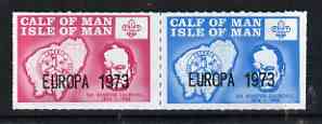 Calf of Man 1973 Europa opt'd on Churchill & Map (with Scout Logo) rouletted set of 2 unmounted mint (Rosen CA293-94), stamps on churchill, stamps on maps, stamps on scouts, stamps on europa