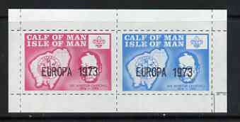 Calf of Man 1973 Europa opt'd on Churchill & Map (with Scout Logo) rouletted m/sheet unmounted mint (Rosen CA295MS), stamps on , stamps on  stamps on churchill, stamps on  stamps on maps, stamps on  stamps on scouts, stamps on  stamps on europa