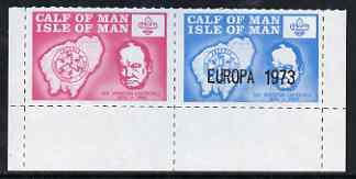 Calf of Man 1973 Europa opt'd on Churchill & Map (with Scout Logo) rouletted set of 2 with opt missing from 120m, unmounted mint (Rosen CA293a-94a), stamps on churchill, stamps on maps, stamps on scouts, stamps on europa