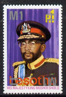 Lesotho 1980 King Moshoeshoe 1m on 1r with surch doubled, once inverted unmounted mint SG 409a, stamps on , stamps on  stamps on royalty