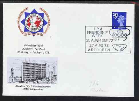 Postmark - Great Britain 1973 Illustrated cover for International Police Association Friendship Week with special cancel, stamps on , stamps on  stamps on police