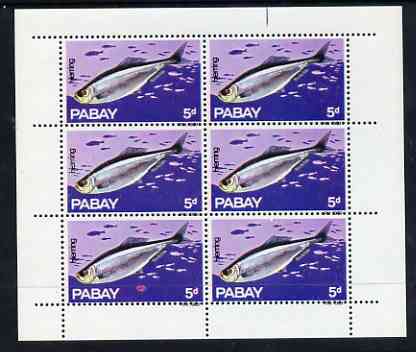 Pabay 1969 Fish 5d (Herring) complete perf sheetlet of 6 unmounted mint, stamps on , stamps on  stamps on fish, stamps on  stamps on marine life   