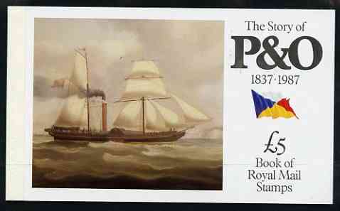 Great Britain 1987 The Story of P&O £5 Prestige booklet complete and very fine, SG DX08, stamps on ships