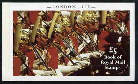 Great Britain 1990 London Life Â£5 Prestige booklet complete and very fine, SG DX11, stamps on , stamps on  stamps on london, stamps on  stamps on bridges, stamps on  stamps on militaria