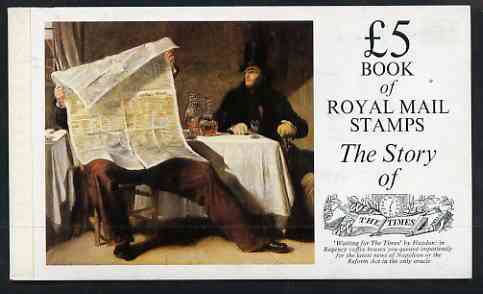 Great Britain 1985 The Story of the Times £5 Prestige booklet complete and very fine, SG DX6, stamps on newspapers, stamps on ballo)ns, stamps on postal, stamps on photography