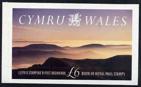 Great Britain 1992 Cymru-Wales Â£6 Prestige booklet complete and very fine, SG DX13, stamps on , stamps on  stamps on tourism, stamps on  stamps on ovine, stamps on  stamps on railways, stamps on  stamps on pottery