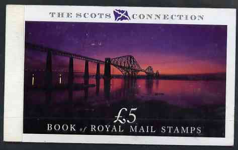 Great Britain 1989 The Scots Connection £5 Prestige booklet complete and very fine, SG DX10, stamps on tourism, stamps on bridges, stamps on golf, stamps on fishing, stamps on scots, stamps on scotland