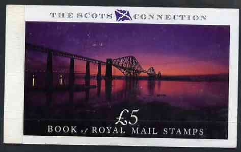 Great Britain 1989 The Scots Connection Â£5 Prestige booklet complete and very fine, SG DX10, stamps on , stamps on  stamps on tourism, stamps on  stamps on bridges, stamps on  stamps on golf, stamps on  stamps on fishing, stamps on  stamps on scots, stamps on  stamps on scotland