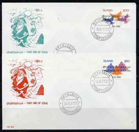 Iceland 1982 Christmas set of 2 each on illustrated cover with first day cancel, SG 620-21, stamps on , stamps on  stamps on music, stamps on  stamps on christmas, stamps on  stamps on doves, stamps on  stamps on bells