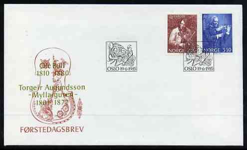 Norway 1985 Europa - Music Year set of 2 on illustrated cover with first day cancel, SG 956-57, stamps on music, stamps on europa, stamps on 