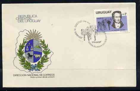 Uruguay 1983 150th Death Anniversary of Goethe (writer) on illustrated cover with first day special cancel, SG 1821, stamps on personalities, stamps on literature, stamps on poetry, stamps on death, stamps on masonics, stamps on masonry