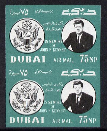 Dubai 1964 Kennedy Memorial Issue 75np unmounted mint imperf pair (as SG 47)*, stamps on , stamps on  stamps on kennedy  personalities