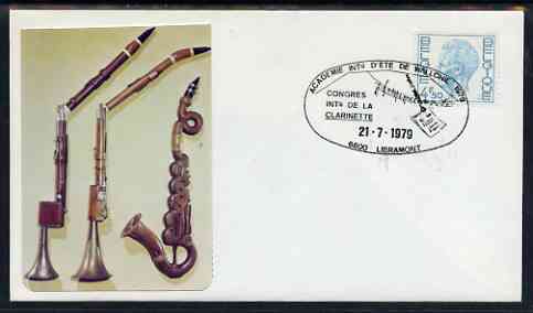 Postmark - Belgium 1979 illustrated cover with special cancel for International Clarinet Congress, stamps on music, stamps on musical instruments