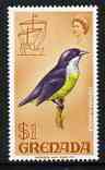 Grenada 1968-71 Bananaquit $1 from def set unmounted mint SG 318, stamps on birds, stamps on bananaquit