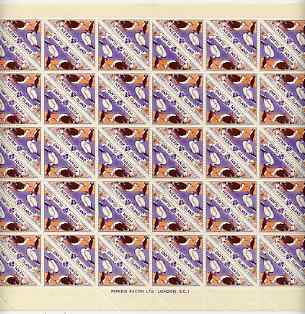 Herm Island 1954 Gull, Puffin & Gannet 8 doubles (from Flora & Fauna Triangular set) in complete sheet of 100 (Rosen H18) folded along central perforations, unmounted min..., stamps on triangulars, stamps on birds, stamps on puffins