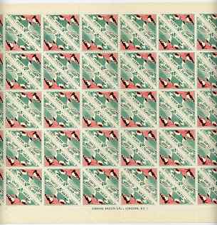 Herm Island 1954 Plover, Oyster Catcher & Tern 5d (from Flora & Fauna Triangular set) in complete sheet of 100 (Rosen H24) folded along central perforations, unmounted mi..., stamps on triangulars, stamps on birds, stamps on plover, stamps on tern