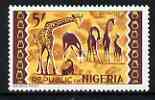 Nigeria 1965-66 Giraffes 5s from Animal Def set unmounted mint SG 183a*, stamps on animals, stamps on giraffe