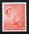 Seychelles 1954-61 Giant Tortoise 25c vermilion (from def set) unmounted mint, SG 180, stamps on seychelles, stamps on reptiles, stamps on tortoises