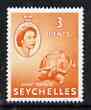 Seychelles 1954-61 Giant Tortoise 3c orange (from def set) unmounted mint, SG 175, stamps on , stamps on  stamps on seychelles, stamps on  stamps on reptiles, stamps on  stamps on tortoises