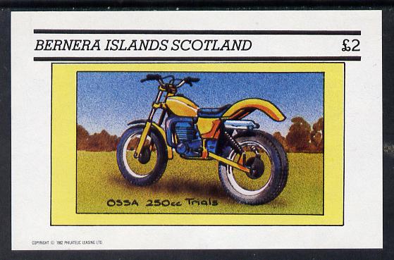 Bernera 1982 Motor Cycles (Ossa 250cc Trials) imperf deluxe sheet (£2 value) unmounted mint, stamps on transport, stamps on motorbikes, stamps on sport
