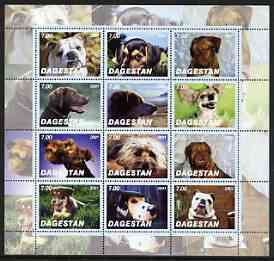 Dagestan Republic 2001 Dogs #02 perf sheetlet containing complete set of 12 values, unmounted mint, stamps on , stamps on  stamps on dogs, stamps on  stamps on 