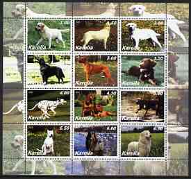 Karelia Republic 2002 Dogs perf sheetlet containing complete set of 12 values, unmounted mint, stamps on dogs, stamps on 