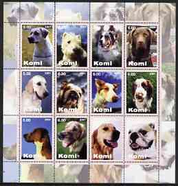 Komi Republic 2001 Dogs (various breeds) perf sheetlet containing complete set of 12 values, unmounted mint, stamps on dogs, stamps on 