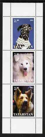 Tatarstan Republic 2001 Dogs perf sheetlet containing complete set of 3 values, unmounted mint, stamps on dogs, stamps on 