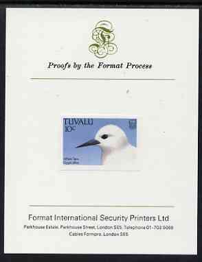 Tuvalu 1988 White Tern 10c imperf proof mounted on Format International proof card, stamps on birds, stamps on terns