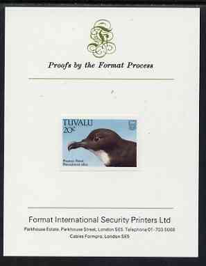 Tuvalu 1988 Phoenix Petrel 20c imperf proof mounted on Format International proof card, stamps on , stamps on  stamps on birds, stamps on  stamps on petrels