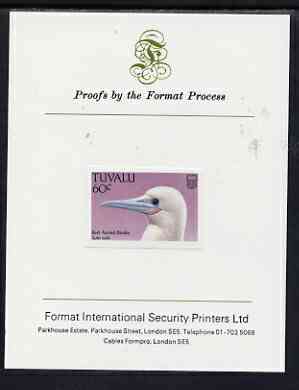 Tuvalu 1988 Red-Footed Booby 60c imperf proof mounted on Format International proof card, stamps on , stamps on  stamps on birds, stamps on  stamps on sandpipers, stamps on stints