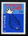 Monaco 1981 Respect the Sea 1f.20 unmounted mint, SG1479, stamps on fish, stamps on environment