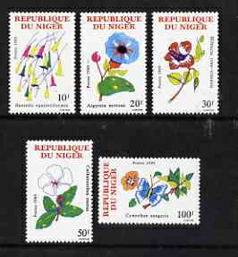 Niger Republic 1989 set of 5 flowers unmounted mint, SG1183-87, stamps on , stamps on  stamps on flowers, stamps on  stamps on scots, stamps on  stamps on scotland