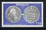 Monaco 1980 Numismatics 1f 50 showing silver coin unmounted mint SG1448, stamps on coins