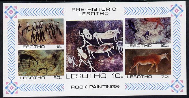 Lesotho 1983 Rock Paintings m/sheet imperf unmounted mint (SG MS 544), stamps on animals, stamps on arts, stamps on dinosaurs