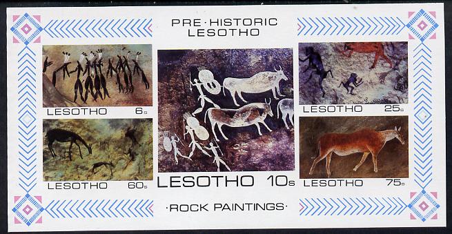 Lesotho 1983 Rock Paintings m/sheet imperf unmounted mint (SG MS 544), stamps on , stamps on  stamps on animals  arts  dinosaurs