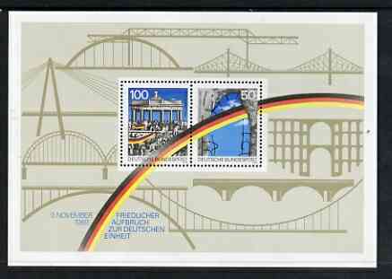 Germany 1990 1st Anniversary of Opening on Berlin Wall m/s unmounted mint SG MS2332, stamps on , stamps on  stamps on bridges, stamps on  stamps on rainbows, stamps on  stamps on monuments