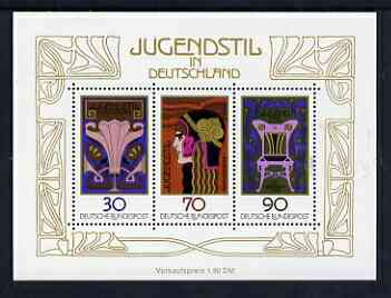 Germany - West 1977 Nouveau Art m/s unmounted mint SG MS1815, stamps on arts, stamps on nouveau, stamps on furniture