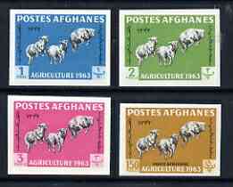 Afghanistan 1963 Agricultural Day the 4 values depicting sheep (1p, 2p, 3p & 150p) IMPERF, unmounted mint, stamps on , stamps on  stamps on animals, stamps on  stamps on sheep, stamps on  stamps on ovine