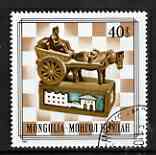 Mongolia 1981 40m Horse-drawn cart (Rook), from Mongoliam Chess Pieces set of 6, fine cto used SG1385*, stamps on chess, stamps on horses
