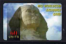 Telephone Card - Egypt 60 units phone card showing the Sphinx (MCI Worldcom), stamps on statues, stamps on egyptology, stamps on 