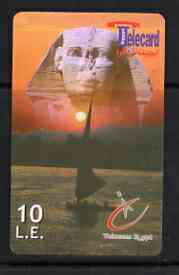 Telephone Card - Egypt �E10 phone card showing the Sphinx #2 (logo & Telecom bottom rght), stamps on , stamps on  stamps on statues, stamps on  stamps on egyptology, stamps on  stamps on 