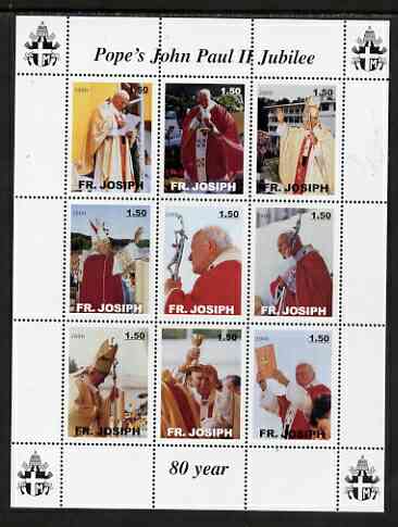 Fr Josiph Earth 2000 Pope John Paul II Jubilee perf sheetlet containing 9 values unmounted mint, stamps on , stamps on  stamps on personalities, stamps on  stamps on religion, stamps on  stamps on pope