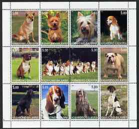 Kabardino-Balkaria Republic 2000 Dogs perf sheetlet containing 12 values unmounted mint, stamps on , stamps on  stamps on dogs