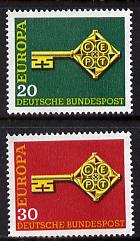 Germany - West 1968 Europa set of 2 unmounted mint SG 1460-61, stamps on europa, stamps on keys