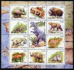 Evenkia Republic 2000 Dinosaurs perf sheetlet containing 12 values unmounted mint, stamps on , stamps on  stamps on dinosaurs