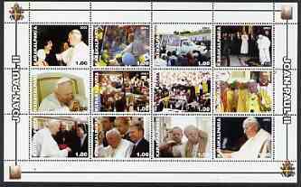 Karakalpakia Republic 2003 Pope John Paul II perf sheetlet #01 containing complete set of 12 values (inscribed Pope Joan Paul II) unmounted mint, stamps on , stamps on  stamps on religion, stamps on  stamps on pope, stamps on  stamps on personalities