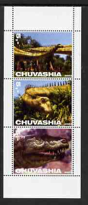 Chuvashia Republic 2003 Dinosaurs perf set of 3 values unmounted mint, stamps on , stamps on  stamps on dinosaurs