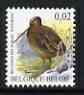 Belgium 2002-09 Birds #5 Watersnipe 0.02 Euro unmounted mint SG 3693, stamps on birds    