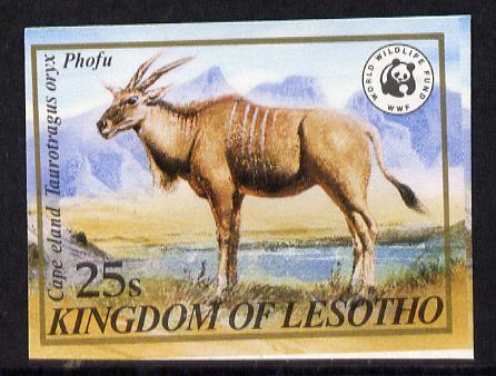 Lesotho 1981 WWF - Eland - Oryx 25s value imperf single unmounted mint as SG 470, stamps on animals, stamps on bovine, stamps on  wwf , stamps on 